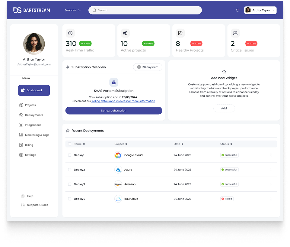 DartStream Dashboard